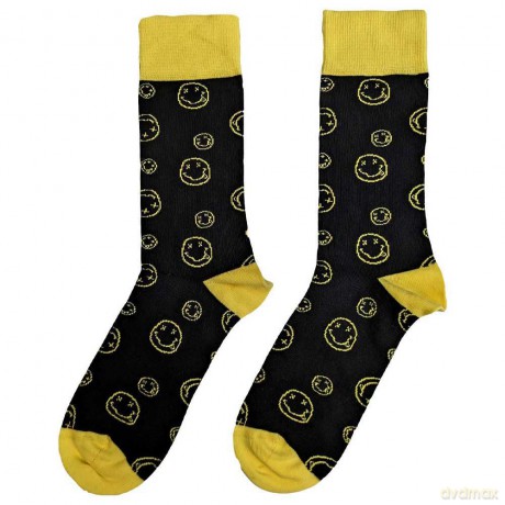 Nirvana: Unisex Ankle Socks: Outline Happy Faces (Black) (UK Size 7 - 11)