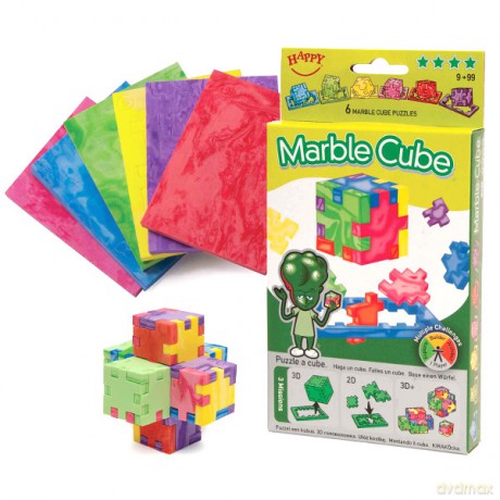 HAPPY Puzzle Marble Cube 6pack [GRA]