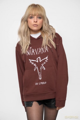 Nirvana: Unisex Pullover Hoodie: In Utero Outline (Brown) (Medium)