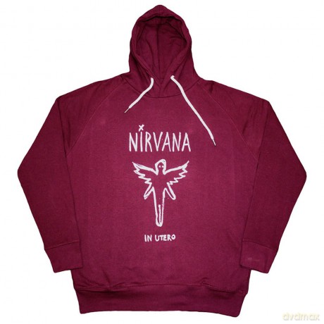 Nirvana: Unisex Pullover Hoodie: In Utero Outline (Maroon Red) (X-Small)