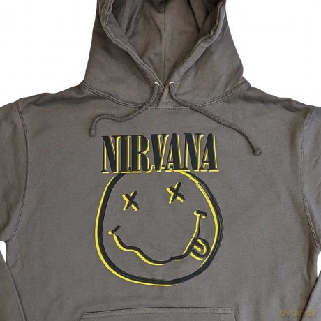 Nirvana: Unisex Pullover Hoodie: Inverse Happy Face (Charcoal Grey) (Large)