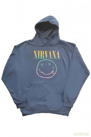 Nirvana: Unisex Pullover Hoodie: Sorbet Ray Happy Face (Turquoise Blue) (Small)