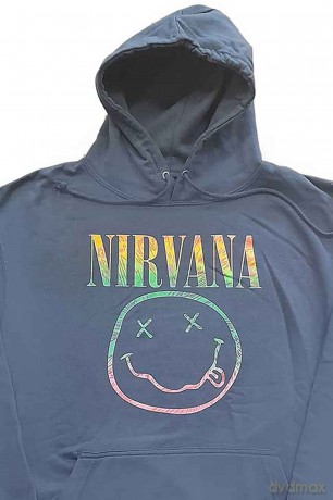 Nirvana: Unisex Pullover Hoodie: Sorbet Ray Happy Face (Turquoise Blue) (X-Large)