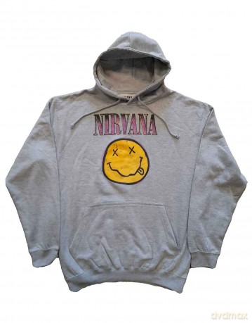 Nirvana: Unisex Pullover Hoodie: Xerox Happy Face Pink (Grey) (XX-Large)