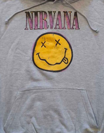 Nirvana: Unisex Pullover Hoodie: Xerox Happy Face Pink (Grey) (XX-Large)