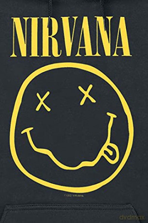 Nirvana: Unisex Pullover Hoodie: Yellow Happy Face (Black) (X-Large)