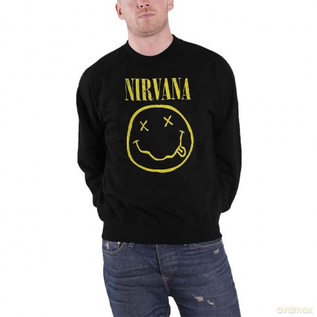 Nirvana: Unisex Sweatshirt: Yellow Happy Face (Black) (Small)