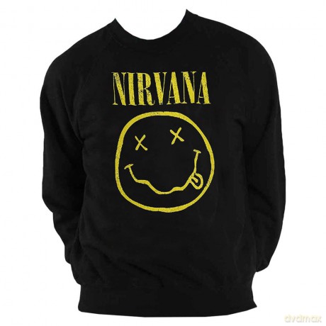 Nirvana: Unisex Sweatshirt: Yellow Happy Face (Black) (X-Large)