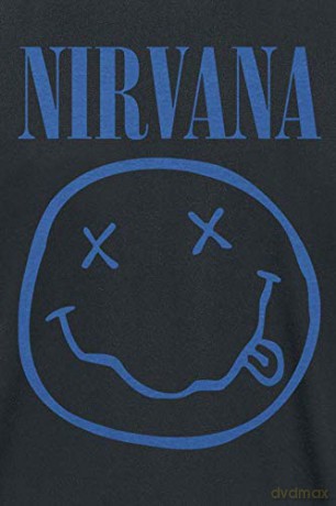 Nirvana: Unisex T-Shirt: Blue Happy Face (Black) (Small)