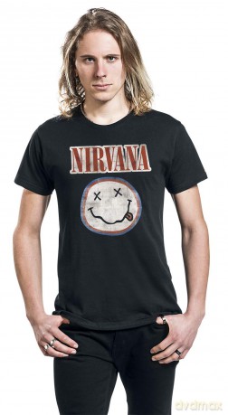 Nirvana: Unisex T-Shirt: Distressed Logo (Black) (Small)