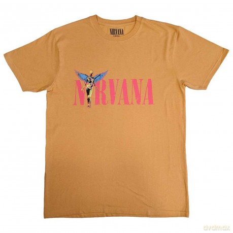 Nirvana: Unisex T-Shirt: In Utero Angel (Orange) (Back Print) (Small)