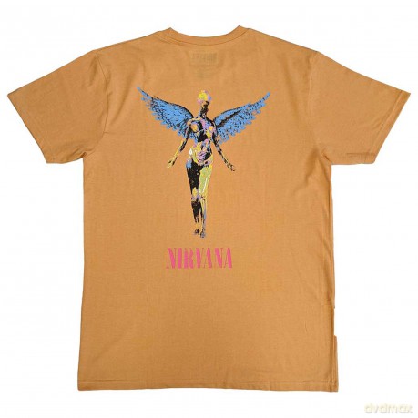 Nirvana: Unisex T-Shirt: In Utero Angel (Orange) (Back Print) (Small)