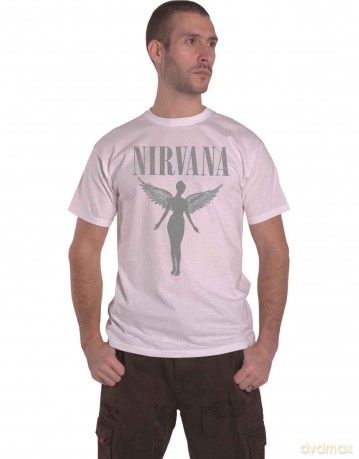 Nirvana: Unisex T-Shirt: In Utero Tour (White) (Back Print) (Medium)