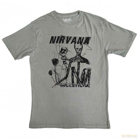 Nirvana: Unisex T-Shirt: Incesticide Stacked Logo (Green) (Back Print) (Small)
