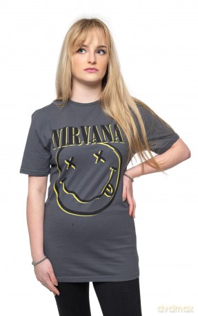 Nirvana: Unisex T-Shirt: Inverse Happy Face (Charcoal Grey) (Small)