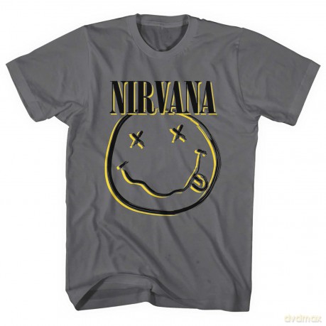 Nirvana: Unisex T-Shirt: Inverse Happy Face (Charcoal Grey) (X-Small)