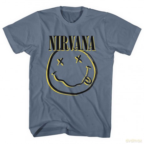 Nirvana: Unisex T-Shirt: Inverse Happy Face (Charcoal Grey) (X-Small)