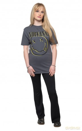 Nirvana: Unisex T-Shirt: Inverse Happy Face (Charcoal Grey) (XX-Large)