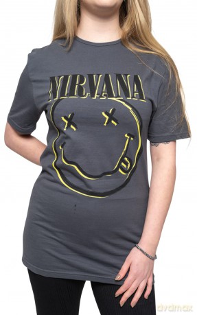 Nirvana: Unisex T-Shirt: Inverse Happy Face (Charcoal Grey) (XX-Large)