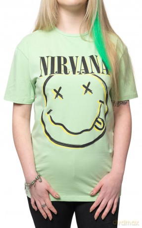 Nirvana: Unisex T-Shirt: Inverse Happy Face (Green) (Large)