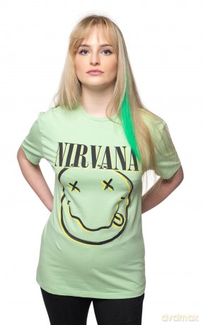 Nirvana: Unisex T-Shirt: Inverse Happy Face (Green) (Small)