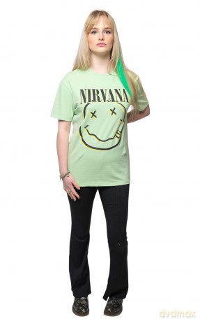 Nirvana: Unisex T-Shirt: Inverse Happy Face (Green) (Small)
