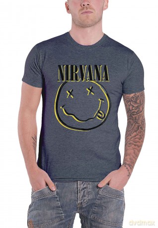 Nirvana: Unisex T-Shirt: Inverse Happy Face (Sky Blue) (Small)
