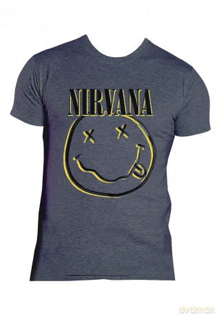 Nirvana: Unisex T-Shirt: Inverse Happy Face (Sky Blue) (Small)