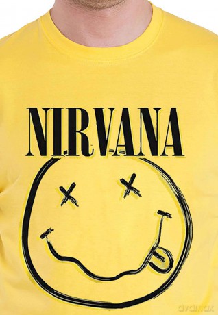 Nirvana: Unisex T-Shirt: Inverse Happy Face (Yellow) (XX-Large)