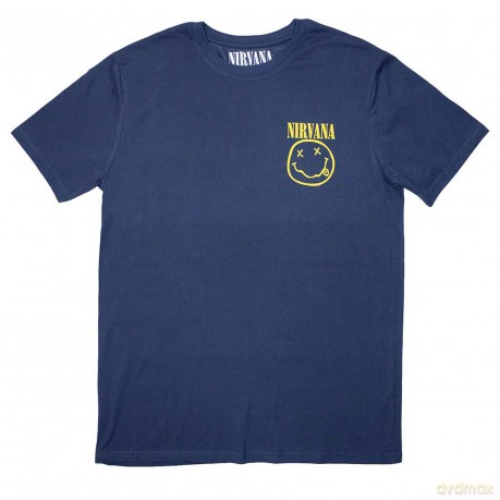 Nirvana: Unisex T-Shirt: Mini Happy Face (Denim Blue) (X-Large)