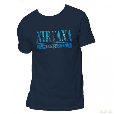 Nirvana: Unisex T-Shirt: Nevermind (Navy Blue) (Back Print) (Large)