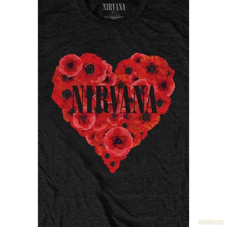 Nirvana: Unisex T-Shirt: Poppy Heart (Black) (Medium)