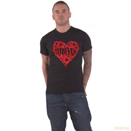 Nirvana: Unisex T-Shirt: Poppy Heart (Black) (Small)