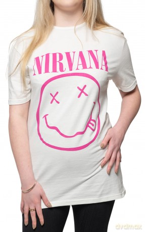 Nirvana: Unisex T-Shirt: Purple Happy Face (Natural) (Small)