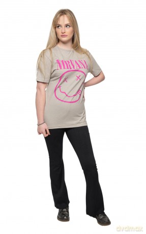 Nirvana: Unisex T-Shirt: Purple Happy Face (Sand) (Medium)