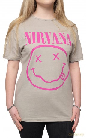 Nirvana: Unisex T-Shirt: Purple Happy Face (Sand) (Small)