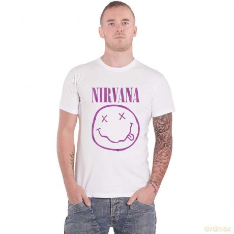 Nirvana: Unisex T-Shirt: Purple Happy Face (White) (XX-Large)