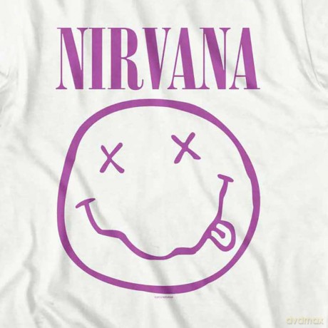 Nirvana: Unisex T-Shirt: Purple Happy Face (White) (XX-Large)
