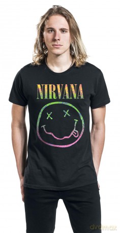 Nirvana: Unisex T-Shirt: Sorbet Ray Happy Face (Black) (Large)