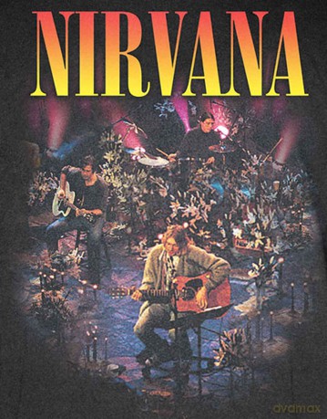 Nirvana: Unisex T-Shirt: Unplugged Photo (Black) (X-Large)