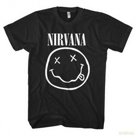 Nirvana: Unisex T-Shirt: White Happy Face (Black) (Medium)