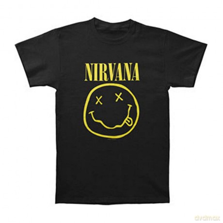 Nirvana: Unisex T-Shirt: White Happy Face (Black) (Small)