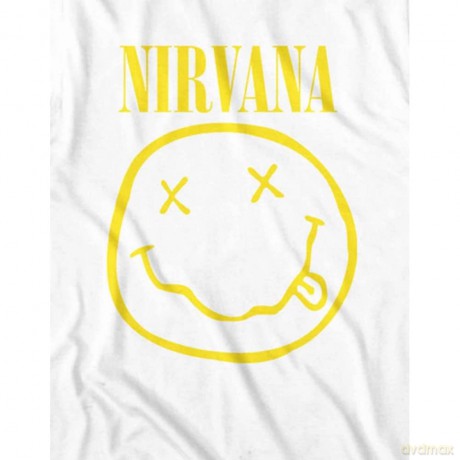 Nirvana: Unisex T-Shirt: White Happy Face (Black) (Small)