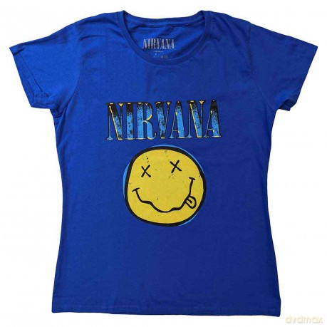 Nirvana: Unisex T-Shirt: Xerox Happy Face (Blue) (Large)