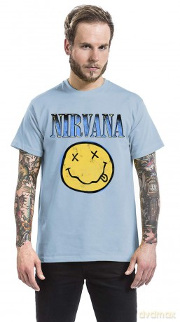 Nirvana: Unisex T-Shirt: Xerox Happy Face Blue (Light Blue) (Medium)