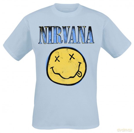Nirvana: Unisex T-Shirt: Xerox Happy Face Blue (Light Blue) (X-Large)