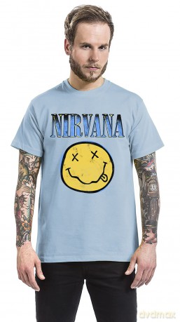 Nirvana: Unisex T-Shirt: Xerox Happy Face Blue (Light Blue) (X-Large)