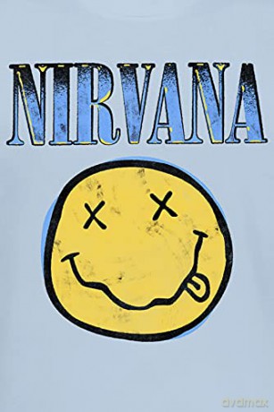 Nirvana: Unisex T-Shirt: Xerox Happy Face Blue (Light Blue) (X-Large)