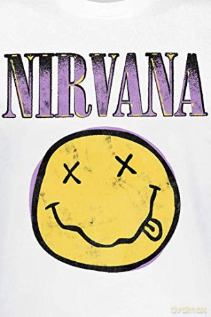 Nirvana: Unisex T-Shirt: Xerox Happy Face Pink (White) (Large)