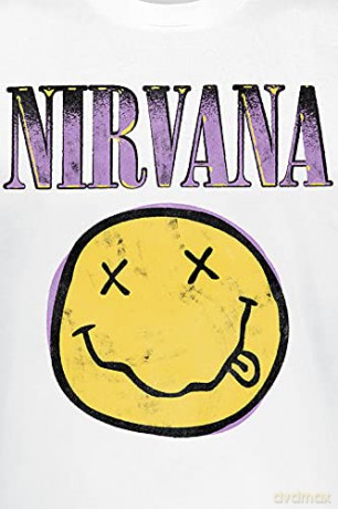 Nirvana: Unisex T-Shirt: Xerox Happy Face Pink (White) (Medium)
